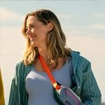 Ginny's blue romper and green striped shirt on The Four Seasons