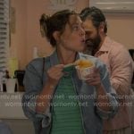 Ginny's green striped tank top and denim jacket on The Four Seasons