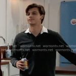 Gio's charcoal shirt with white collar on General Hospital