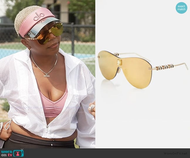 Givenchy 4gem mask sunglasses worn by Pinky Cole on The Real Housewives of Atlanta