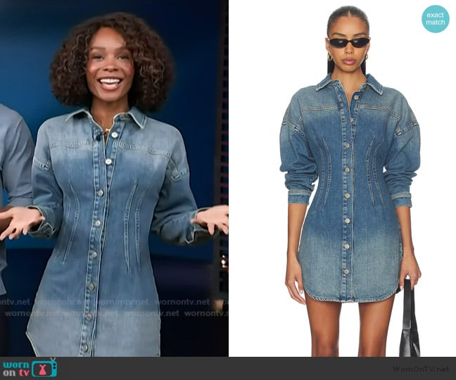 Good American Shaped Denim Dress worn by Zuri Hall on Access Hollywood