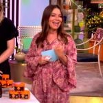 Gretta Monahan's pink floral print bell sleeve dress on The View