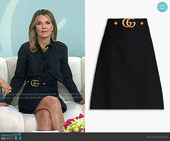 Gucci Double G Wool & Silk Crepe A-Line Skirt worn by Savannah Guthrie on Today