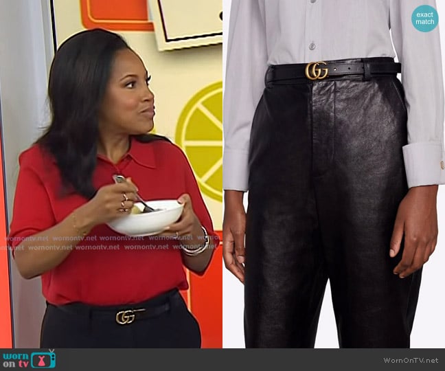 Gucci Reversible Logo-plaque Belt worn by Sheinelle Jones on Today