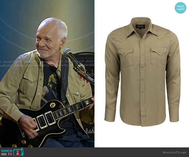 H Bar C Snap Front Denver Shirt in Olive worn by Peter Frampto on Today