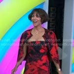 Halle Berry’s red and black print top, skirt and cardigan on Today