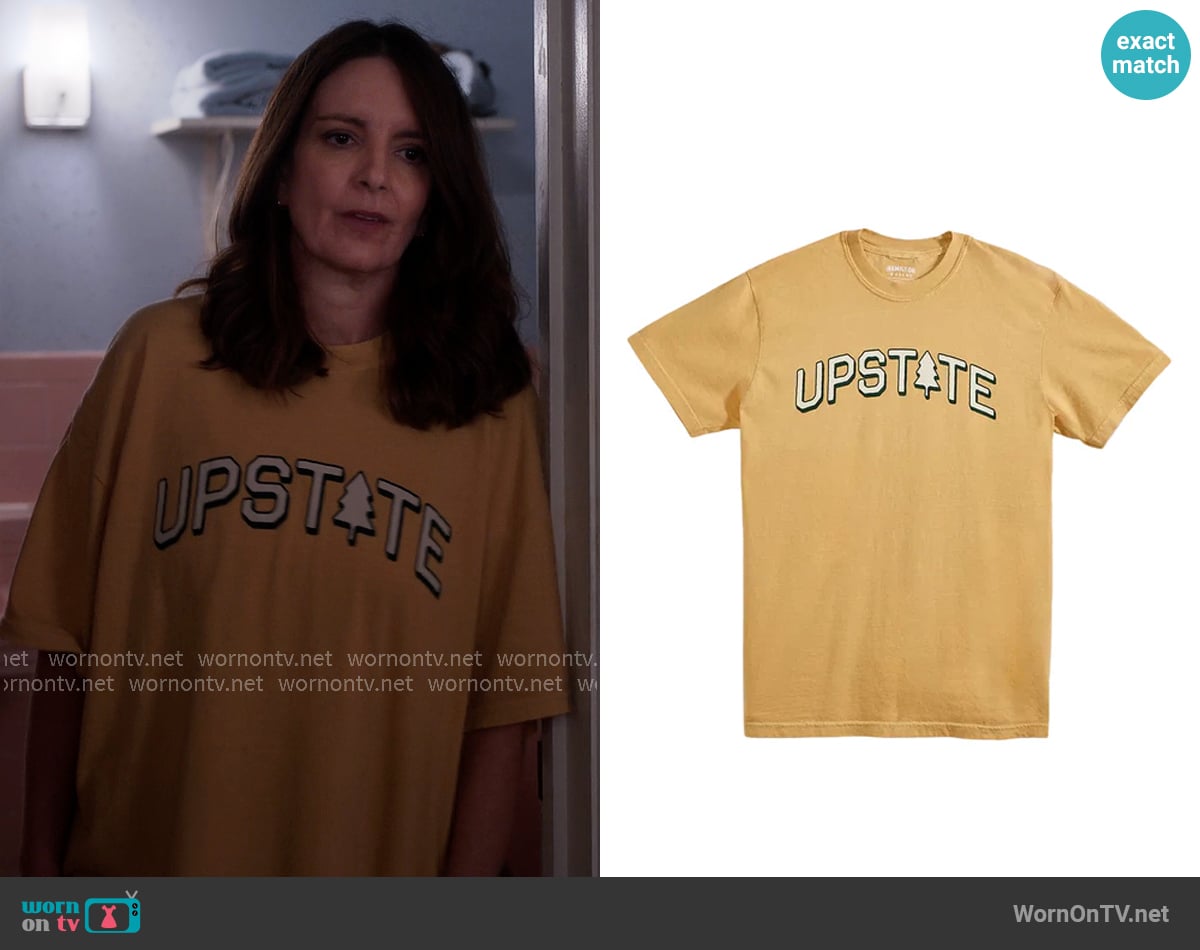 Hamilton & Adams Upstate Tree Arch T-shirt in Mustard worn by Kate (Tina Fey) on The Four Seasons