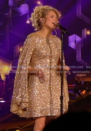 Hannah Harper’s sequin cape mini dress on American Idol