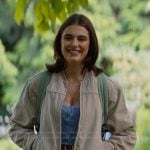 Hannah’s beige bomber jacket on Off Campus