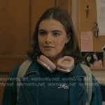 Hannah’s denim jacket on pink headphones on Off Campus