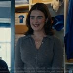 Hannah’s gray knit polo on Off Campus