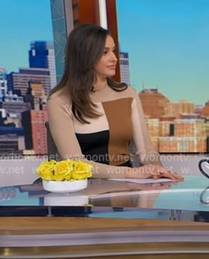 Hanna’s beige colorblock sweater on Good Morning America