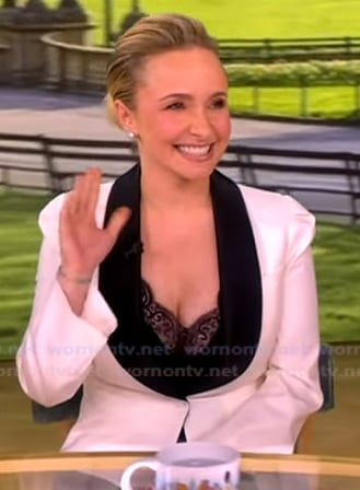 Hayden Panettiere white contrast blazer on The View