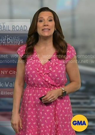 Heather’s pink floral ruffle dress on Good Morning America