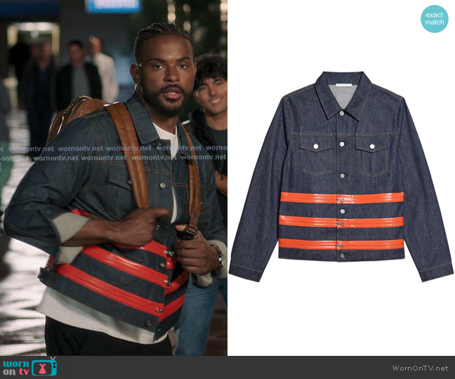 Helmut Lang Zip-detail Denim Trucker Jacket worn by Dr. Wes Bryant (Trevor Jackson) on Greys Anatomy