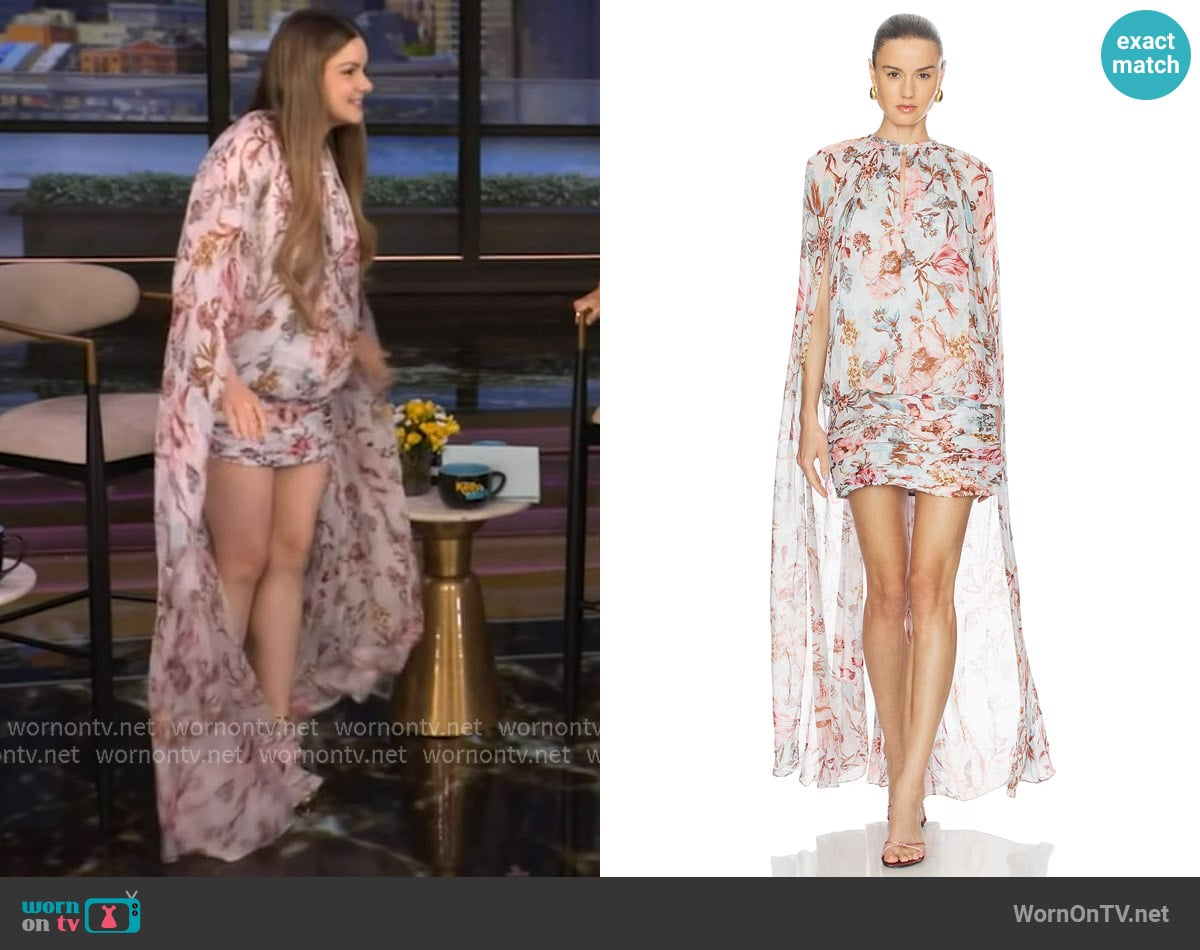 Hemant and Nandita Ruched Cape Mini Dress worn by Ariel Winter on Live with Kelly and Mark