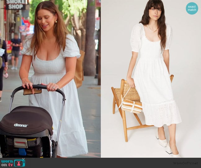 Hill House Home White Eyelet Louisa Nap Dress worn by Nia Booko on The Valley