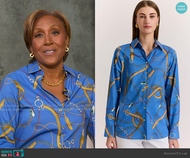Hinson Wu Margot Long Sleeve Chain Medley Print Shirt worn by Robin Roberts on Good Morning America