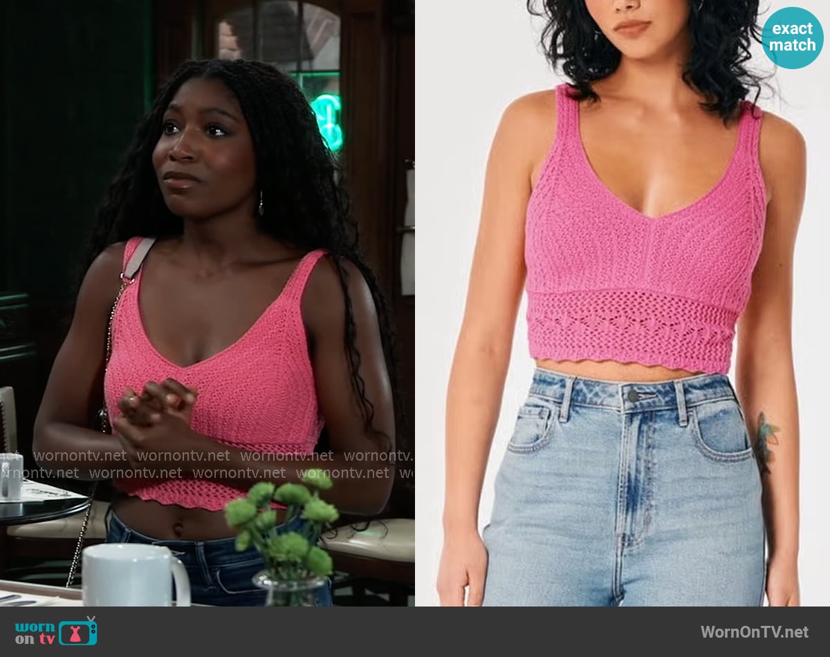Hollister Crochet Top worn by Trina Robinson (Tabyana Ali) on General Hospital