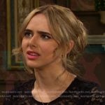 Holly's black short sleeve lace top on Days of our Lives
