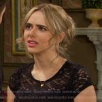 Holly’s black short sleeve lace top on Days of our Lives