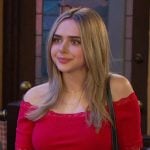 Holly’s red lace trim off-shoulder top on Days of our Lives