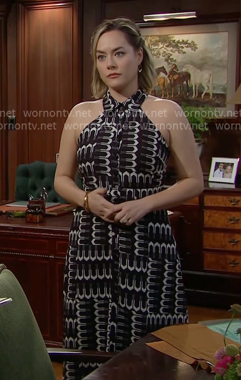 Hope’s black printed maxi dress on The Bold and the Beautiful
