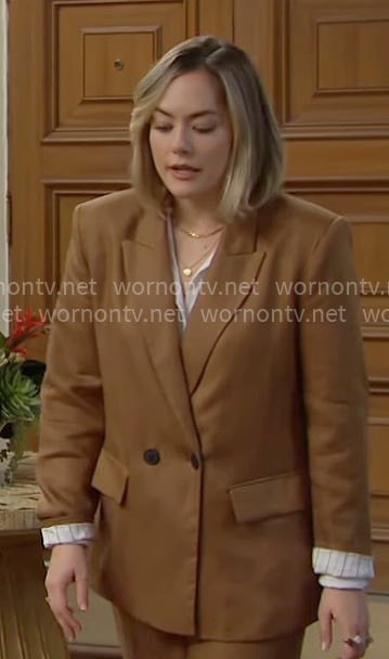 Hope’s camel suit on The Bold and the Beautiful
