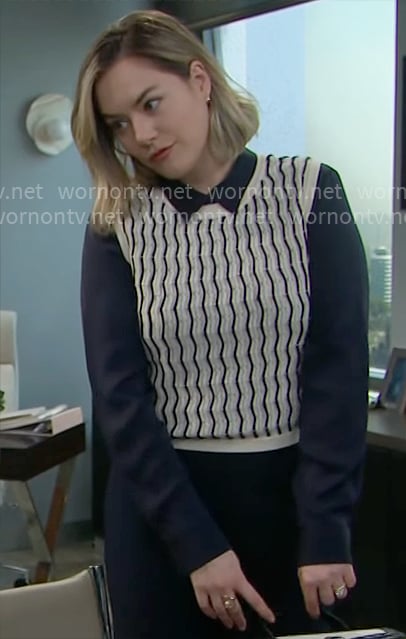 Hope’s striped sweater vest on The Bold and the Beautiful