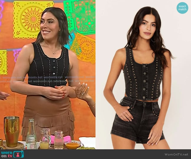 Idyllwind Delrose Drive Studded Denim Vest worn by Katie Stilo on Today
