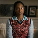 Faith’s blue shirt and red leopard sweater vest on Will Trent