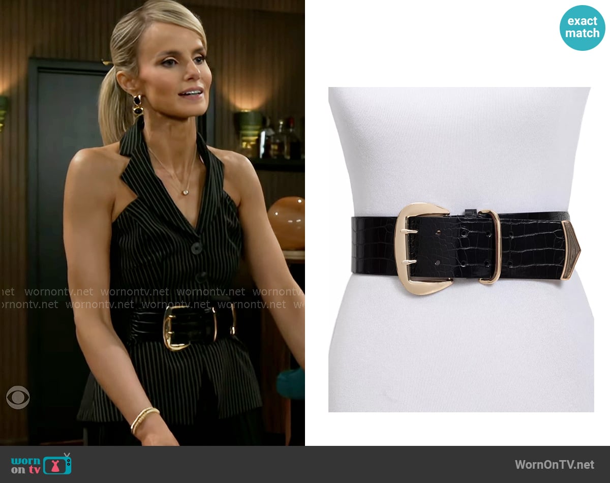 INC International Concepts Wide Stretch Belt worn by Vanessa McBride (Lauren Buglioli) on Beyond the Gates