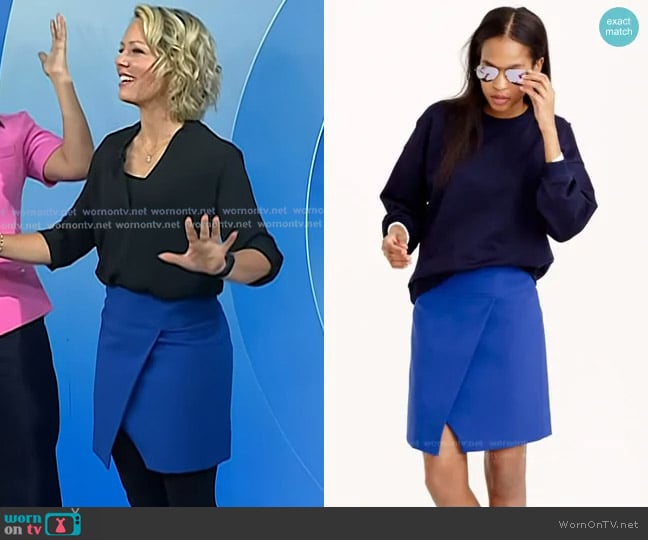 J. Crew Crossover A-Line Wrap Mini Skirt worn by Dylan Dreyer on Today