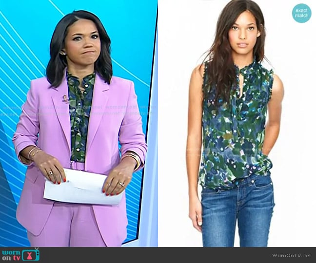 J. Crew Natasha Top in gardenshade floral worn by Laura Jarrett on Today