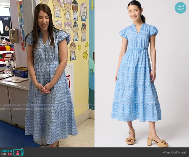 J. Crew Willa Midi Dress in Mountain Bluebird worn by Morgan Flanagan on Today