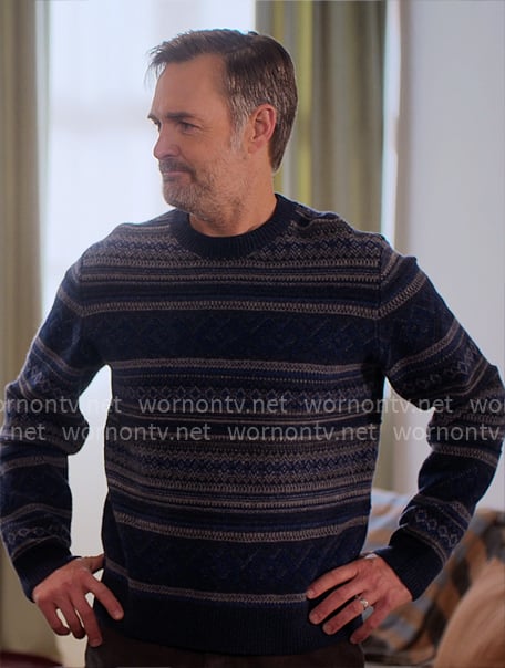 Jack’s blue fair isle sweater on The Four Seasons