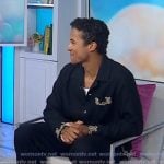 Jaafar Jackson’s black embroidered shirt on Today