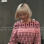 Janice’s pink geometric print dress on General Hospital