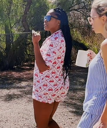 Jasmine’s cherry print pajamas on The Valley