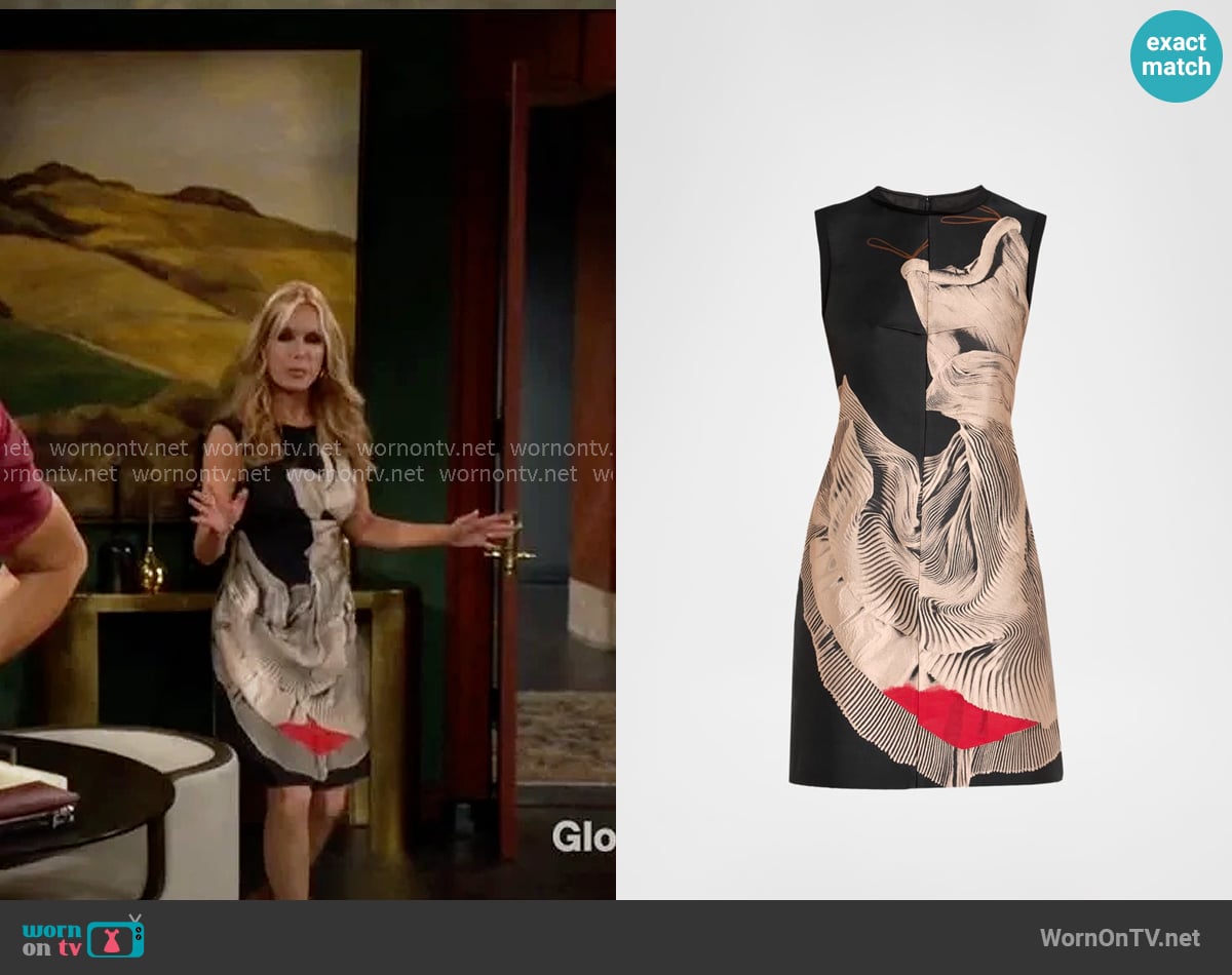 Jason Wu Dancing Pleat Jacquard Sleeveless Mini Dress worn by Lauren Fenmore (Tracey Bregman) on The Young and the Restless
