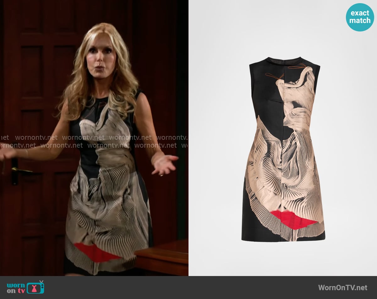 Jason Wu Dancing Pleat Jacquard Sleeveless Mini Dress worn by Lauren Fenmore (Tracey Bregman) on The Young and the Restless