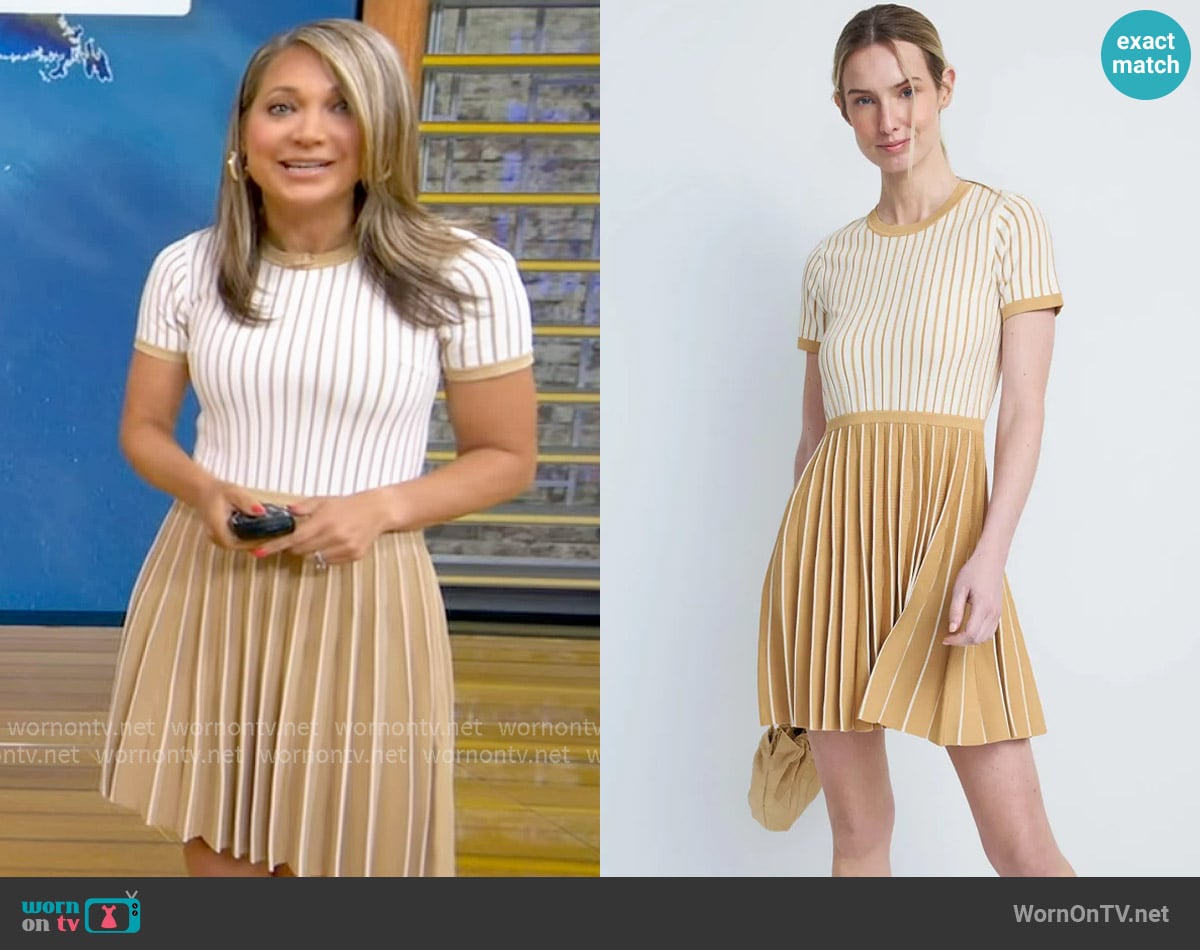 Jason Wu Two Tone Pleated Mini Dress worn by Ginger Zee on Good Morning America