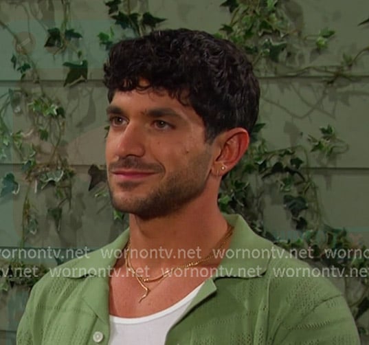 Javi’s green pointelle knit shirt on Days of our Lives