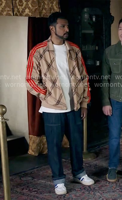 Jay’s brown plaid jacket with red stripes on Ghosts