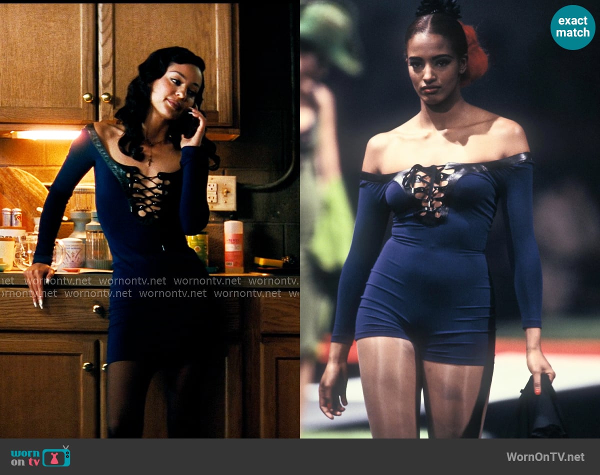 Jean Paul Gaultier SS 1992 Lace-Up Bodysuit worn by Maddy Perez (Alexa Demie) on Euphoria