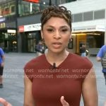 Jericka Duncan’s brown pleated skirt dress on CBS Mornings