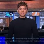 Jericka's black ribbed top and leather skirt on CBS Evening News