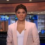 Jericka’s pink pant suit on CBS Evening News