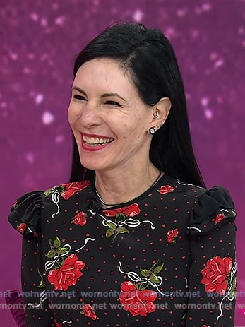 Jill Kargman’s black rose print dress on Today