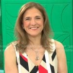 Jill Schlesinger’s geometric print v-neck dress on CBS Mornings
